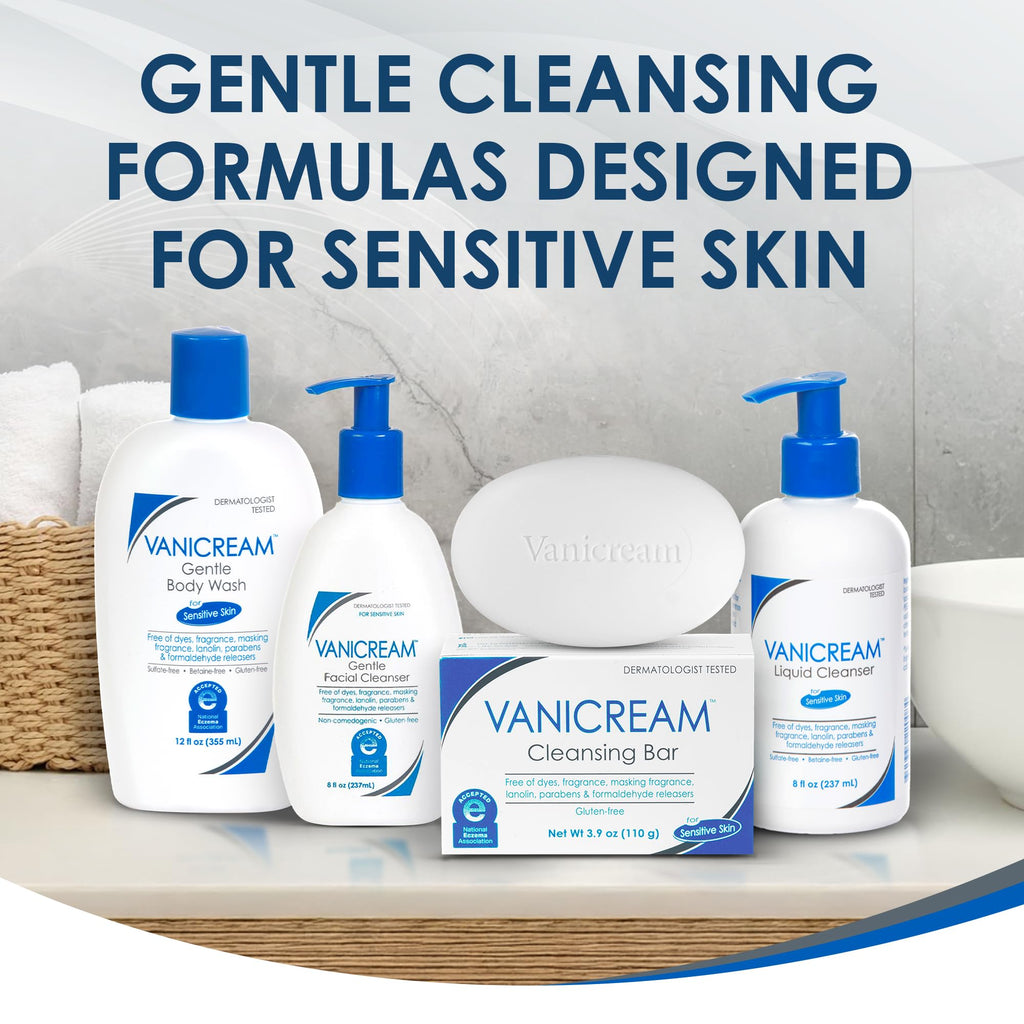 Vanicream Liquid Cleanser, 8 Fl Oz Pump, Formulated without Common Irritants for Sensitive Skin, Gentle & Non-Drying Body & Face Wash, Non-Comedogenic, Removes Dirt & Excess Oils, pH Balanced