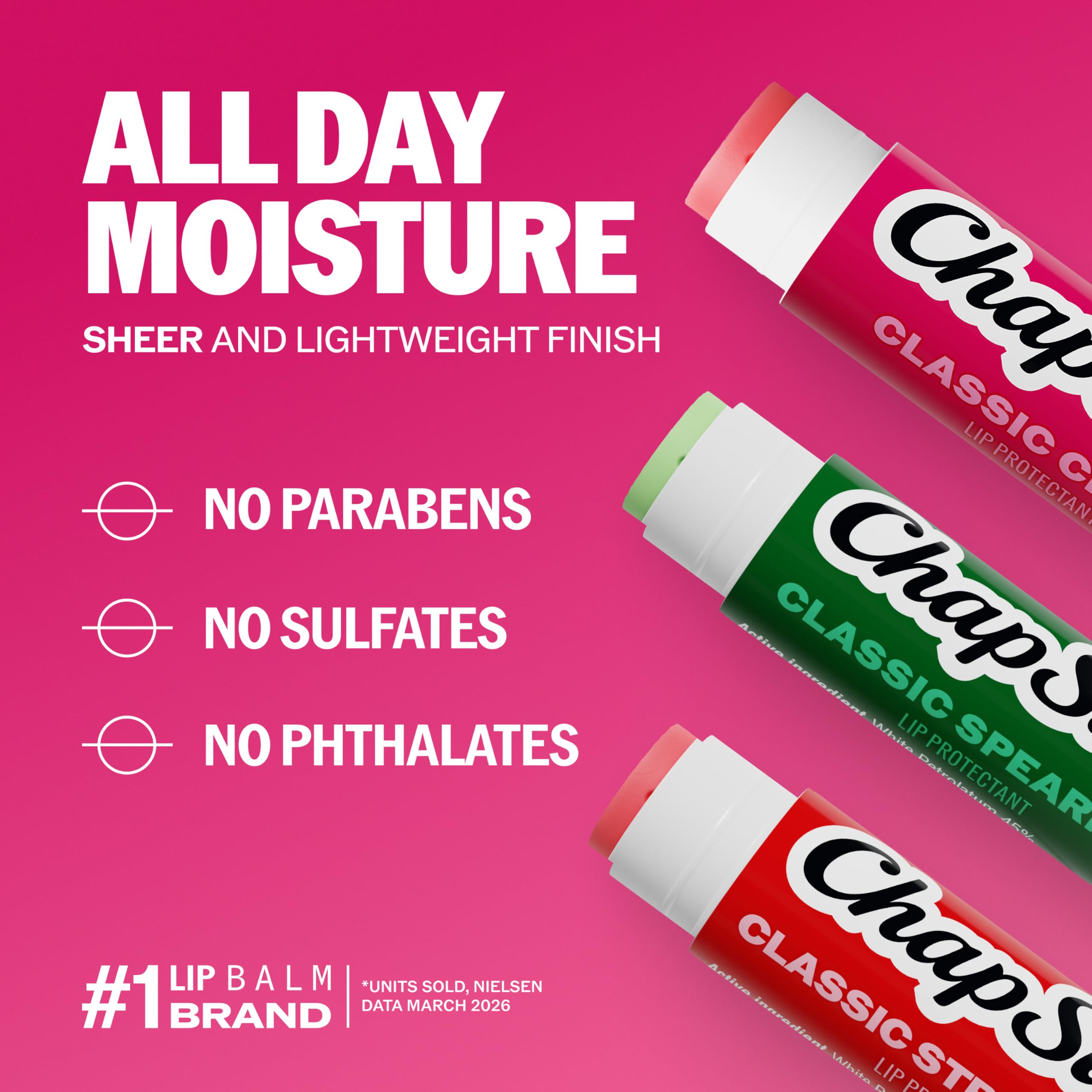ChapStick Lip Care Set, Classic Collection 3-Pack – Spearmint, Cherry, and Strawberry Lip Balm, 0.15 Oz Ea