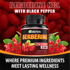 Berberine Capsules with Black Pepper Extract - 90 Capsules - 3 Month Supply