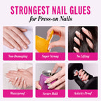Kiss PowerFlex Nail Glue for Press Ons, Brush-On Applicator for Kits, Tips & Wraps, 0.17 oz, Ultra Hold, Fast Drying Adhesive, Instantly Repairs Cracks, Splits & Breaks, Seamless, Gap-Free Bond