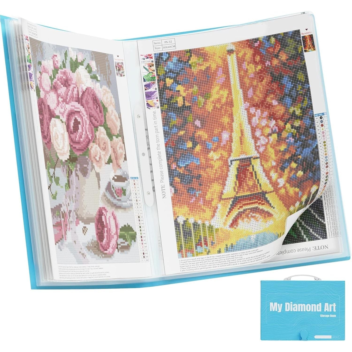 Buy now ARTDOT A2 Storage Book for Diamond Art Kits, Diamond Art Portfolio Folder with 30 Pocket Slevees Protectors (39.7 x 56cm) A3:16x12 inches at indiglob india