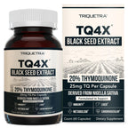 20% Thymoquinone Black Seed Oil Extract Capsules - TQ-Advanced 4X®: Potent Thymoquinone Concentration Available - 60:1 Concentrate from Nigella Sativa, Raw Form, Vegan, Glass Bottle (120 Capsules)