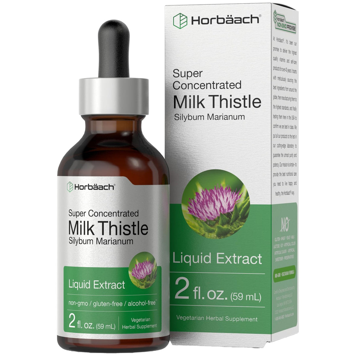 Horbäach Milk Thistle Extract Liquid | 2 fl oz | Alcohol Free