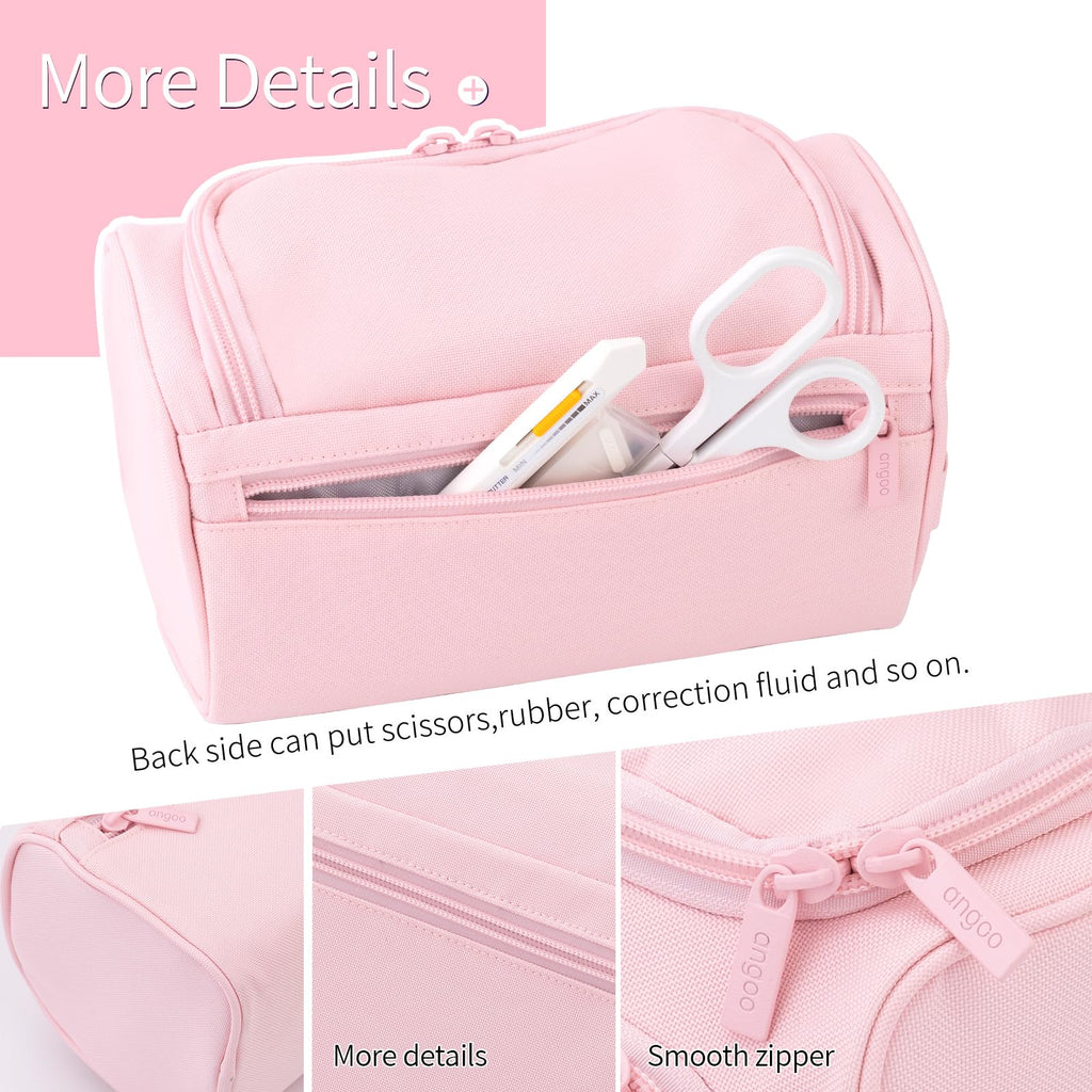 Buy now HVOMO Big Capacity Pencil Case High Large Storage Pouch Marker Pen Case Travel Simple Stationery Bag School College Office Organizer for Teens Girls Adults Student（Pink） at indiglob india