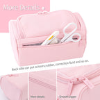 Buy now HVOMO Big Capacity Pencil Case High Large Storage Pouch Marker Pen Case Travel Simple Stationery Bag School College Office Organizer for Teens Girls Adults Student（Pink） at indiglob india