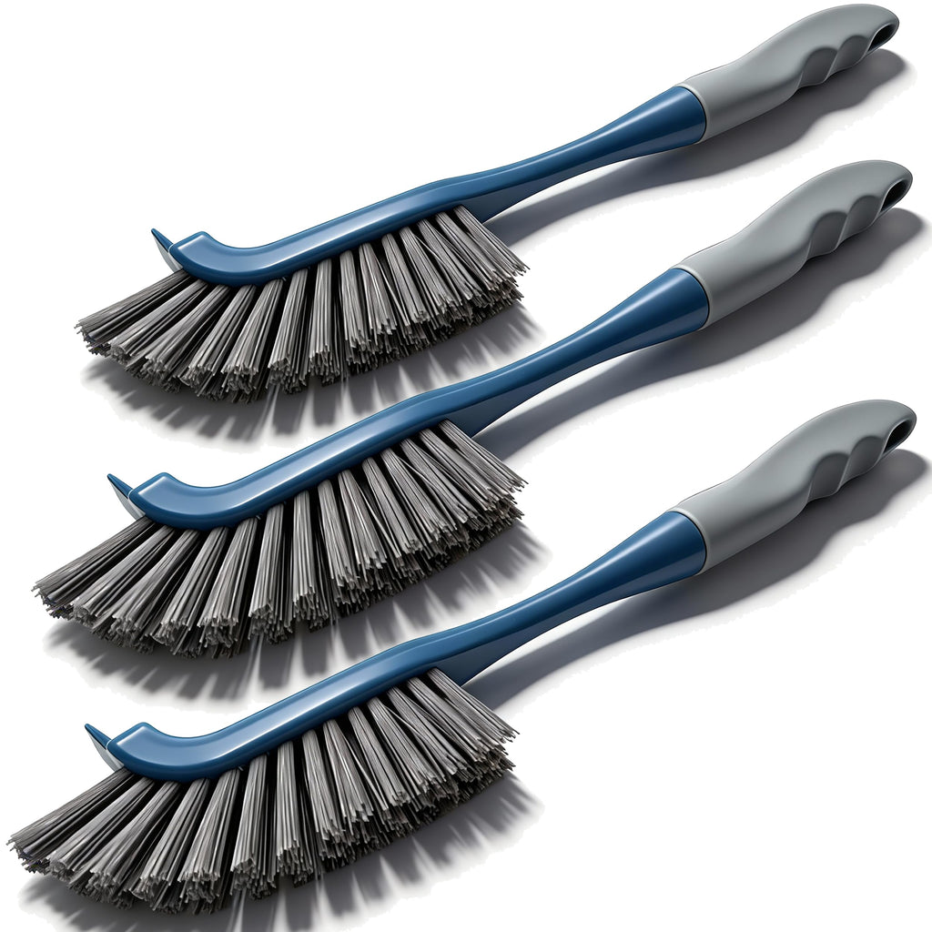 3 Pack Hard Bristle Scrub Brush Set, Cleaning Brush Designed for Cleaning Shower, Bathroom Faucets, Tile Grout, Sink Edges, Around Toilets, and Hard to Reach Corners and Crevices