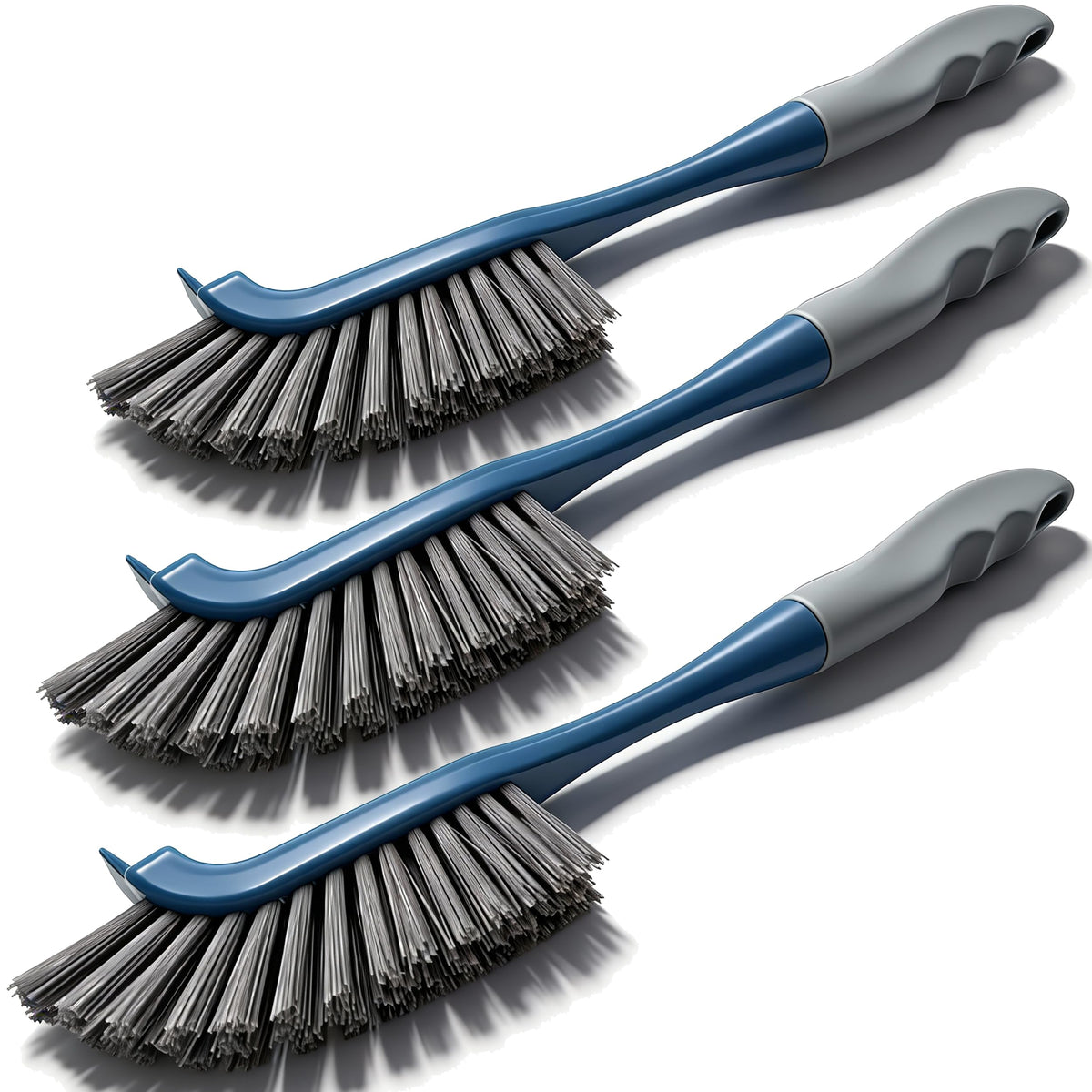3 Pack Hard Bristle Scrub Brush Set, Cleaning Brush Designed for Cleaning Shower, Bathroom Faucets, Tile Grout, Sink Edges, Around Toilets, and Hard to Reach Corners and Crevices