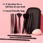 Buy now e.l.f. Full Face & Eye Makeup Brush Set with Travel Case, 11 Face & Eye Brushes For Creating A Full Face Makeup Look, Vegan & Cruelty-Free at indiglob india