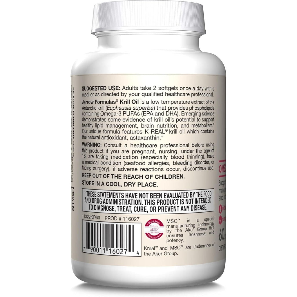 Buy now Jarrow Formulas Krill Oil - Phospholipid Omega-3 Complex with Astaxanthin - 60 Softgels - 30 Servings - Supports Lipid Management, Metabolism, Brain & Heart Health - EPA & DHA - Gluten Free - Non-GMO at indiglob india