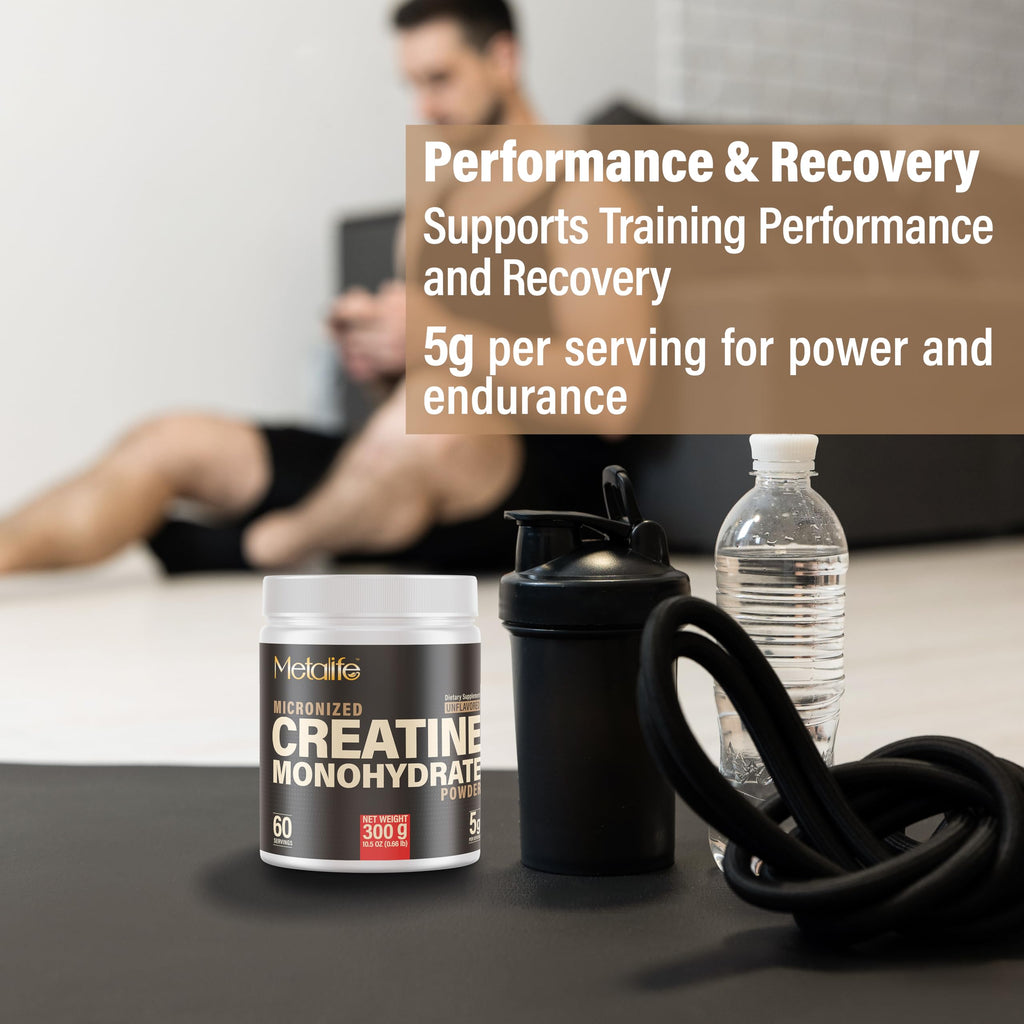 100% Pure Creatine Monohydrate Powder 60 Servings, Canada-Made, Micronized Powder, Muscle Growth, Unflavored, Ideal for Athletes & Fitness Enthusiasts, Third Party lab Tested, Vegan, 300 g