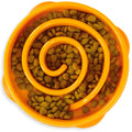 Outward Hound Fun Feeder Slo Bowl – Medium 2‑Cup Capacity, Slow Feeding, Small to Medium Dogs & Cats, Non-Slip, Orange, Swirl Pattern