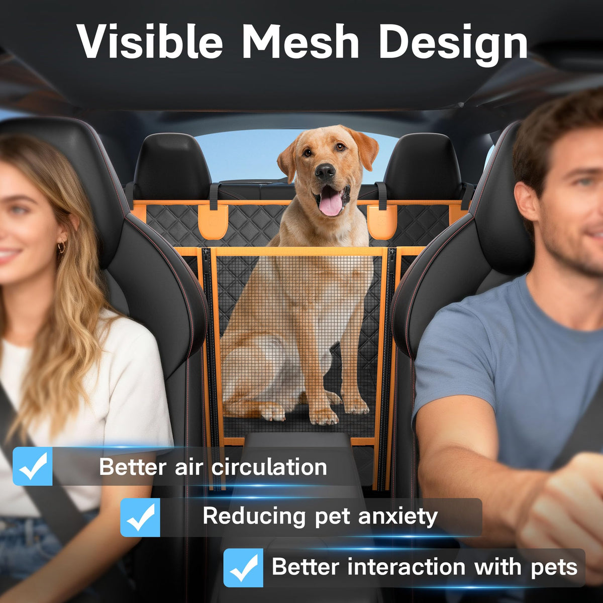 Twesync Dog Seat Cover for Back Seat, Hard Bottom Back Seat Extender, 100% Waterproof & Machine Washable, 600D Heavy Duty, Supports 400lbs for Travel & Camping, Dog Back Seat Pet Cover for Cars