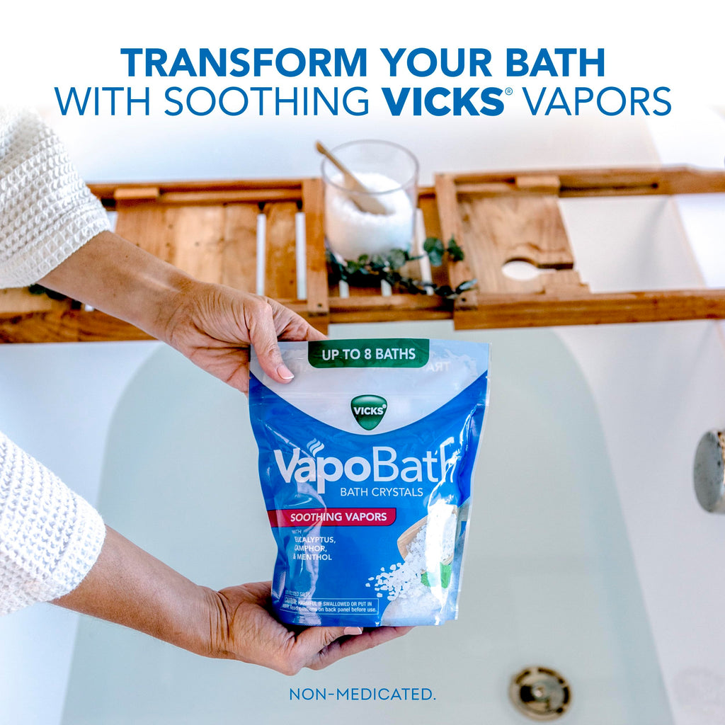 Buy now Vicks VapoBath, Bath Crystals, Soothing Non-Medicated Vicks Vapors, Refreshing Aromatherapy with Eucalyptus, Menthol, and Essential Oils, Bath Salts, 24oz at indiglob india