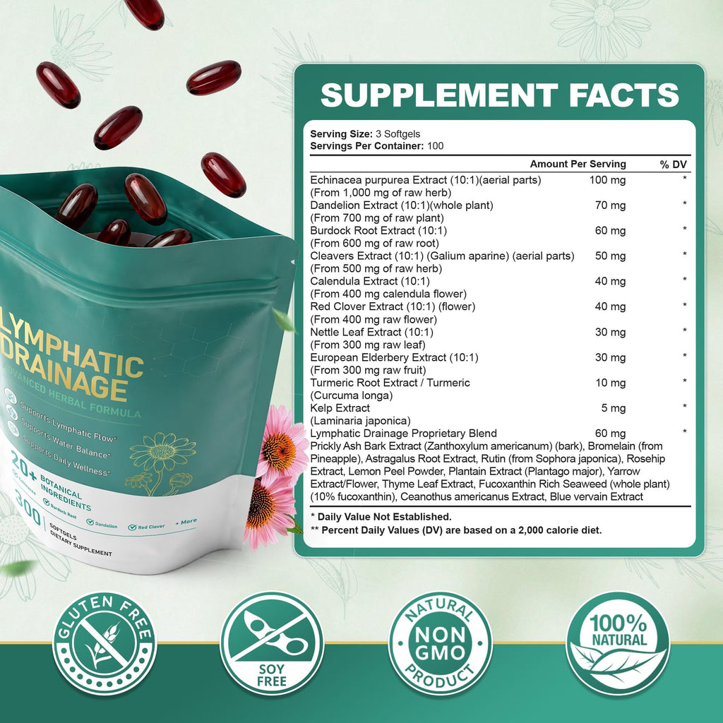 21-in-1 Lymphatic Drainage Supplement 300 Softgels