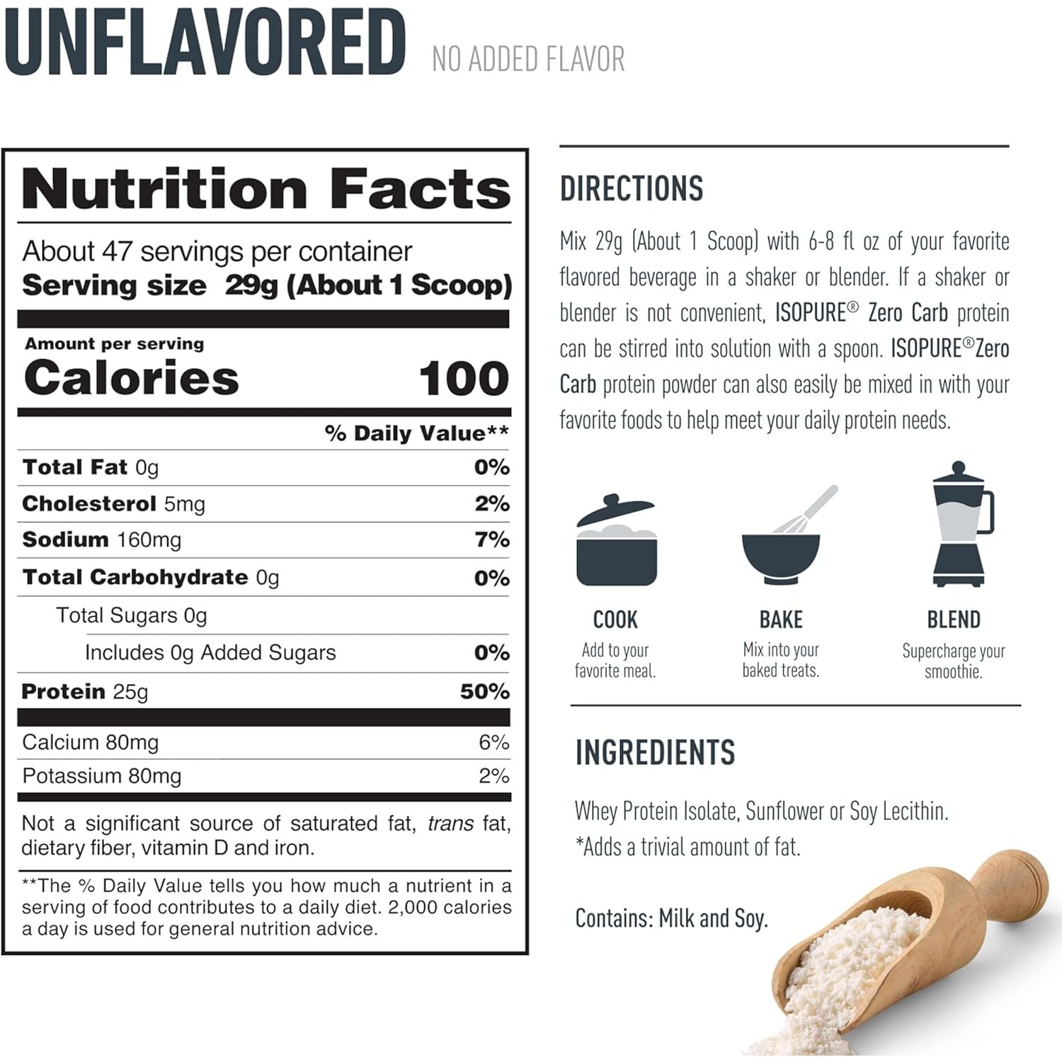 Buy now Isopure Zero Carb 100% Pure Whey Isolate Protein Powder, Lactose Free, Gluten Free, With Vitamins, Unflavored, 25g Protein Per Serving, 3 Lbs, 47 Servings (Packaging May Vary) at indiglob india