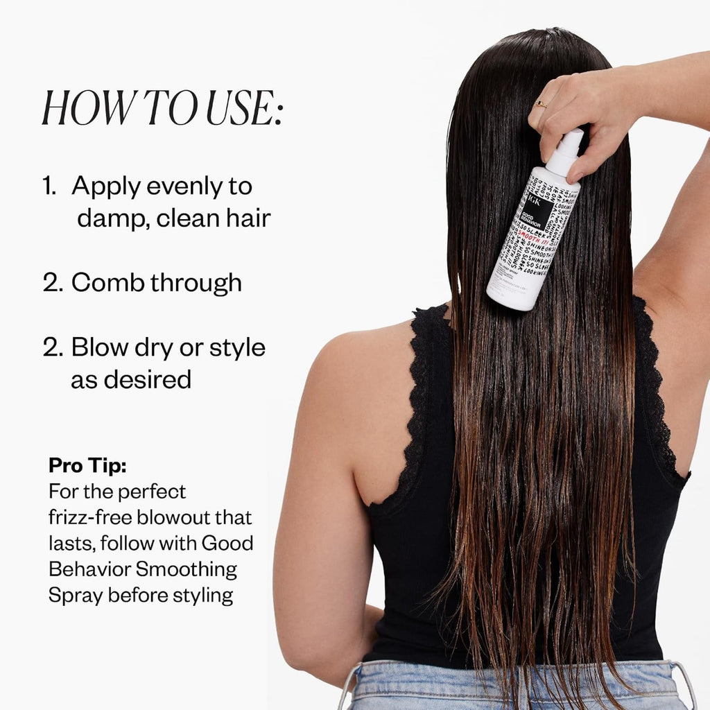 IGK Good Behavior 4-in-1 Prep Spray, Heat Protectant, Leave-In Detangler | Controls Frizz 24 Hours, Heat Protection + Shine, Weightless, Vegan, Full + Travel 7 Oz + 2 Oz