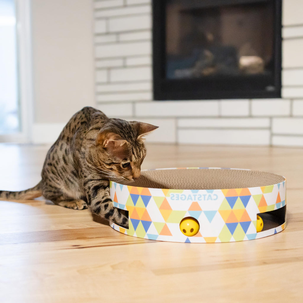 Catstages Bowl Track Scratcher 3-in-1 Ball Track, Scratcher, Lounger, 13.8"
