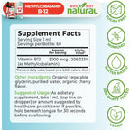 Why Not Natural Organic Vitamin B12 Liquid - Sublingual Extra Strength 60 x 5000 mcg Methylcobalamin Drops, Vegan, Maximize Absorption and Energy