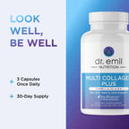 Dr. Emil Multi Hydrolized Collagen, Types I, II, III, V & X, 90 Capsules | All-in-One Hydrolyzed Collagen Blend Supporting Hair, Skin, Nails, and Joints, Non-GMO and Gluten-Free Formula