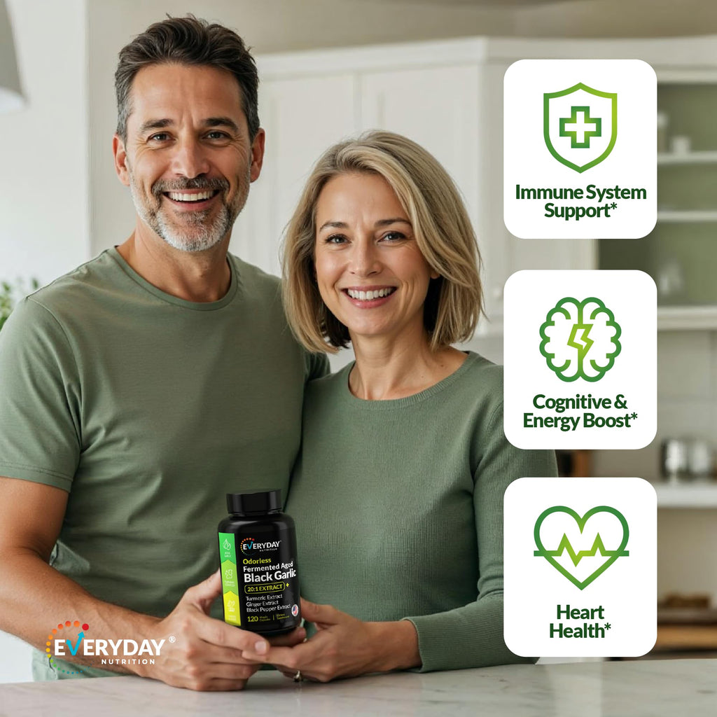 4-in-1 Fermented Odorless Aged Black Garlic 120 Capsules 60 Servings