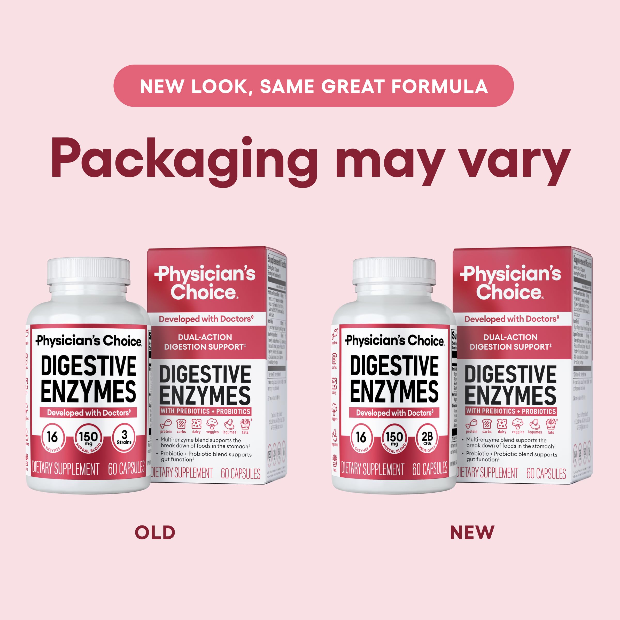 Physician's CHOICE Digestive Enzymes for Bloating & Digestion - Fast-Acting 16 Enzyme Formula with Organic Prebiotics & Probiotics for Gut & Digestive Health - Meal Time Discomfort Relief - 90 CT