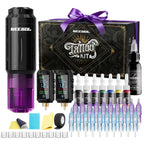 Neebol Wirless Tattoo Gun Kit, 2PCS Batteries Set for Beginners & Artists | Pink dual 1600mAh Tattoo Machine kit 20 Cartridge Needles & 8 Color Inks, Full Tattoo Supplies for Home & Studio practice