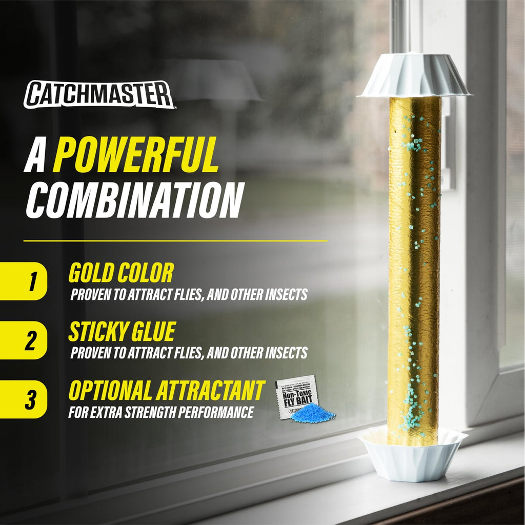 Catchmaster Gold Stick 4-Pack, Sticky Hanging Fly Traps Indoor & Outdoor