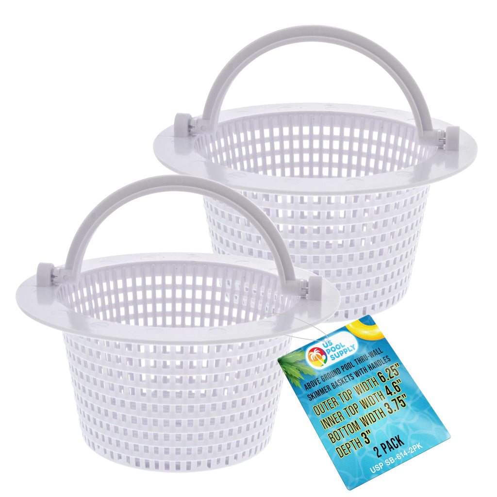 U.S. Pool Supply Above Ground Pool Thru-Wall Skimmer Baskets, Handles, 2 Pk