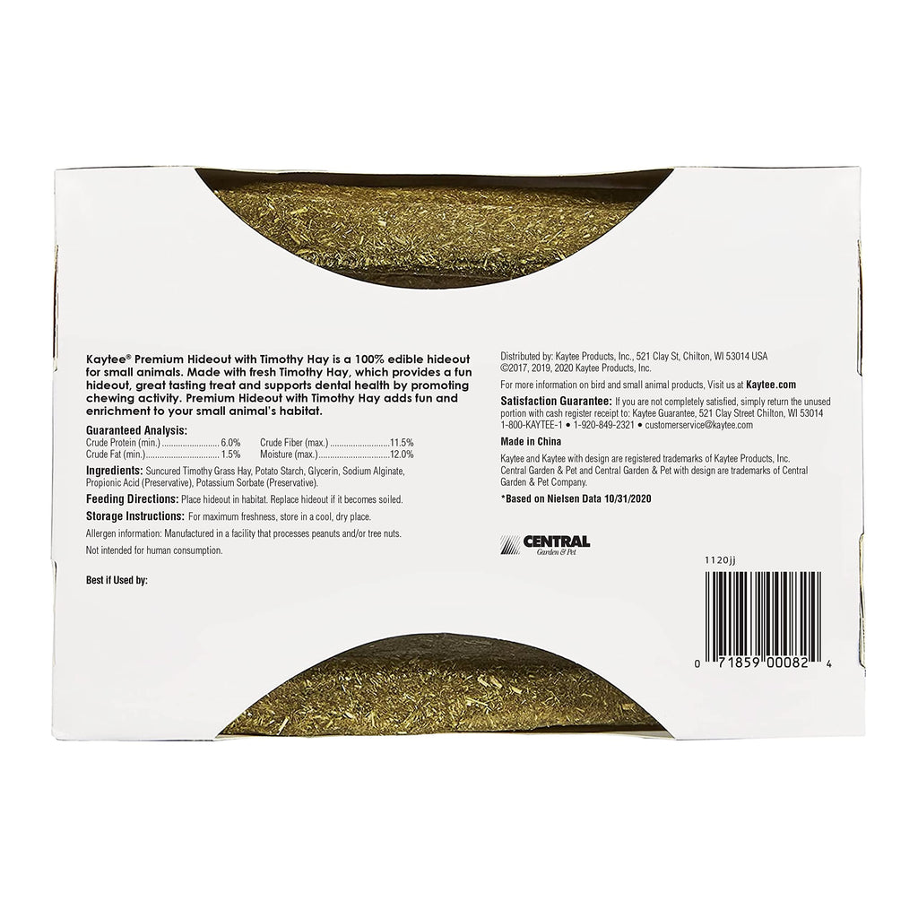 Kaytee Premium Timothy Treat Hideout for Rabbits, Guinea Pigs, Large
