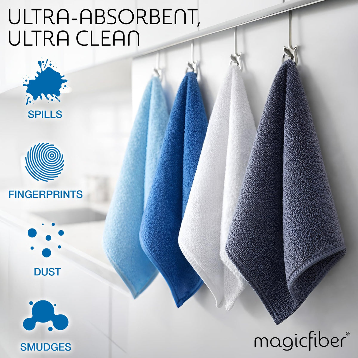 MagicFiber Microfiber Cleaning Cloth, Rags & Dish Towels, 12pk, Large 13x11