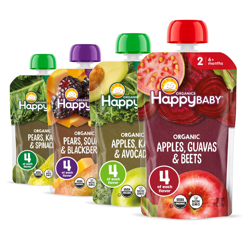 HAPPY BABY Clearly Crafted, Stage 2, Fruit & Veggie Variety Pack, 4oz (16)