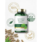 Buy now Carlyle Ginkgo Biloba Pills | 6000mg | 200 Capsules | with Bacoba Extract | Extra Strength, Non-GMO and Gluten Free Herbal Supplement at indiglob india