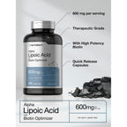 Horbäach Alpha Lipoic Acid 600mg | 240 Capsules | with Biotin Optimizer | Non-GMO and Gluten Free Supplement