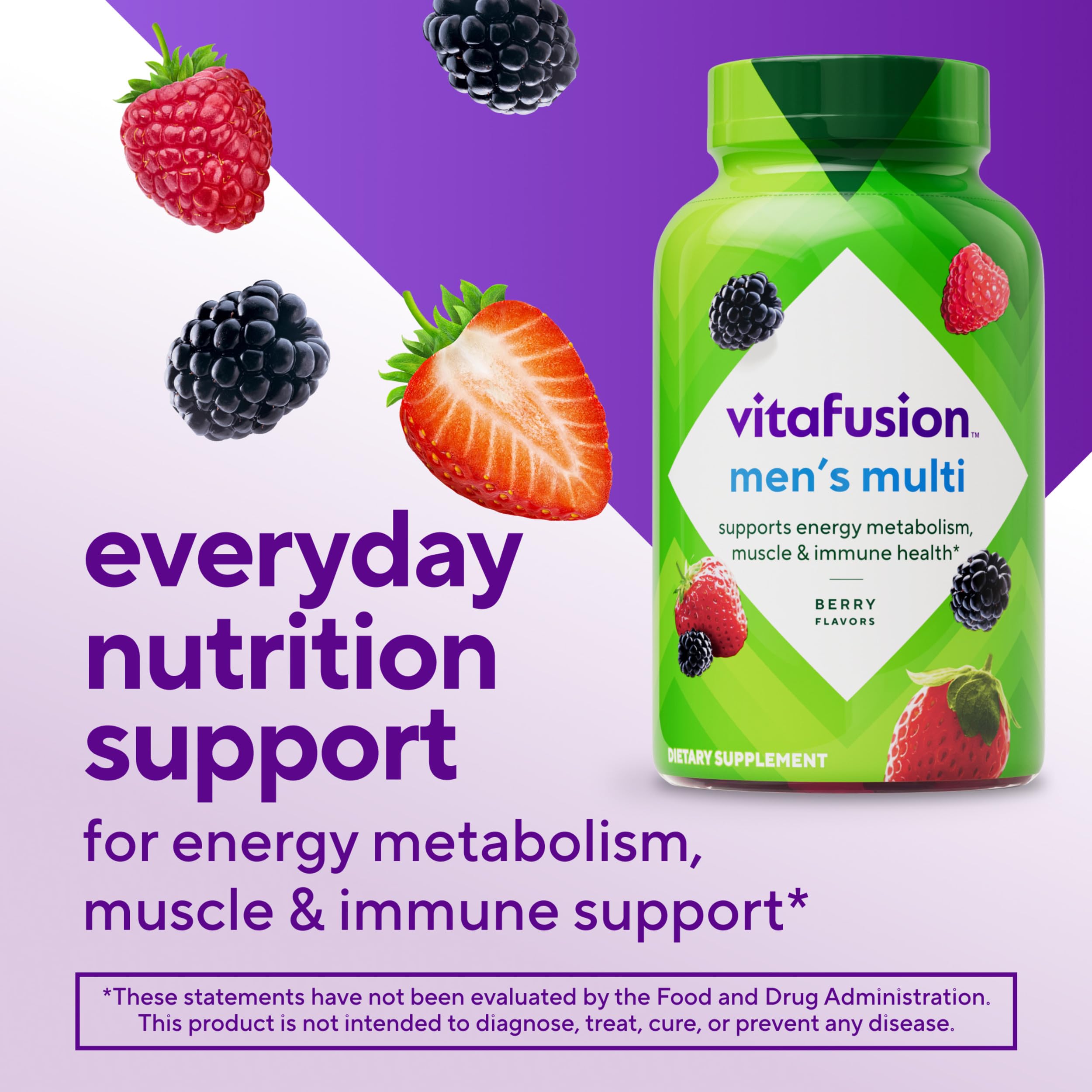 Vitafusion Men's Multivitamin Gummies | 120 Gummy Vitamins for Adults | Berry Flavor | Gluten-Free Supplement