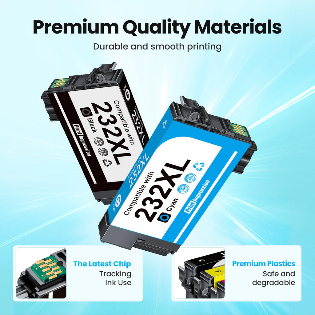 Remanufactured Replacement for Epson 232 Ink Cartridge 4 Pack for XP-4200
