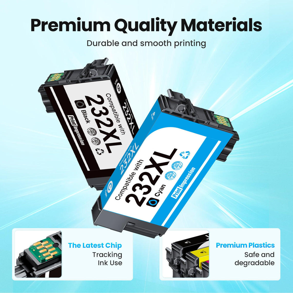 Remanufactured Replacement for Epson 232 Ink Cartridge 4 Pack for XP-4200