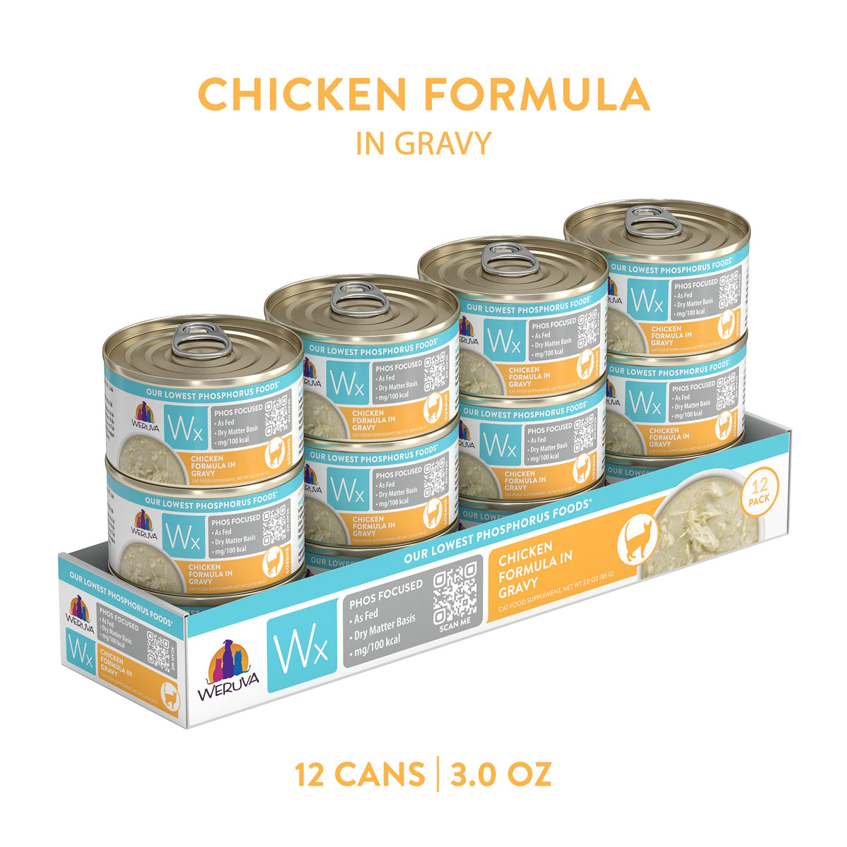 Weruva Wx Phos Focused, Chicken Formula in Gravy 3oz Can, Pack of 12