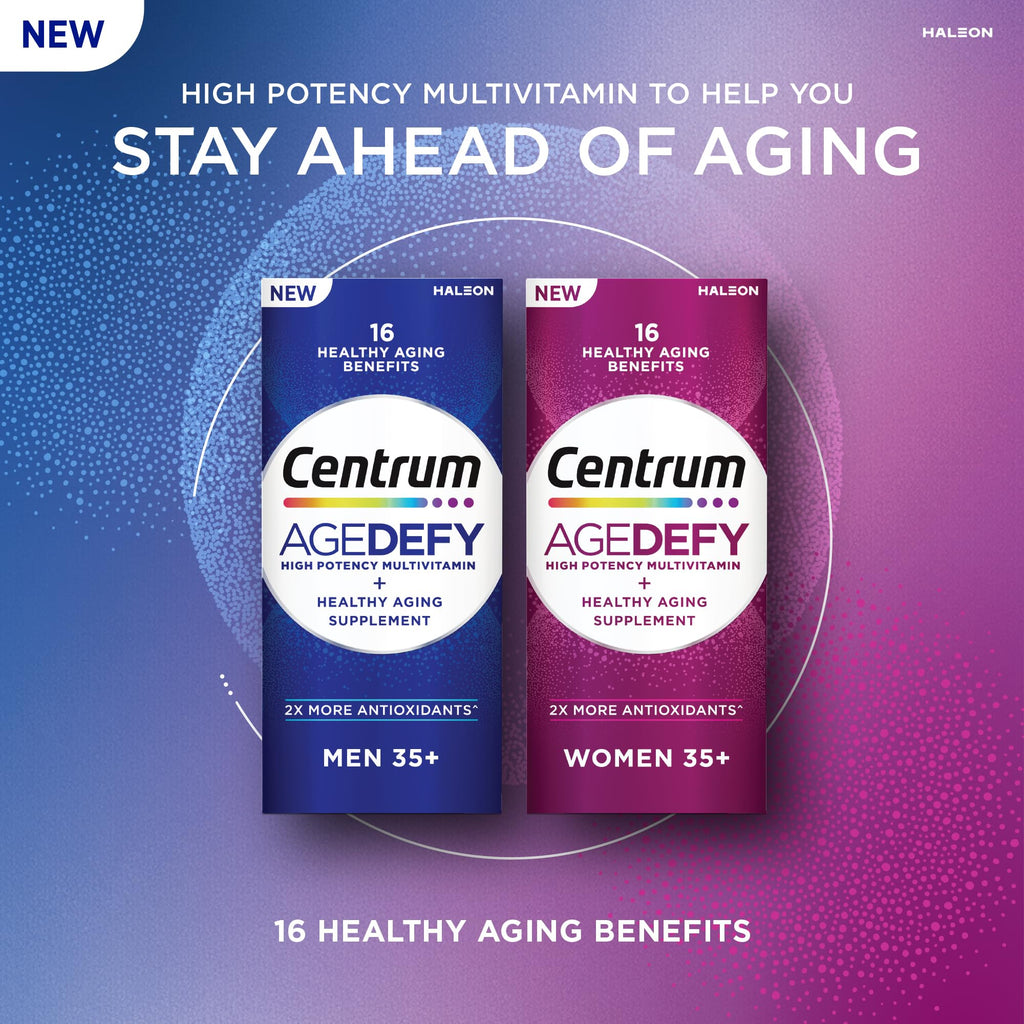 Centrum Age Defy for Women 35 and Over, 60 Tablets | High-Potency Multivitamin and Healthy Aging Supplement ,Multivitamin with Resveratrol, and Niacin for NAD+ Level Support