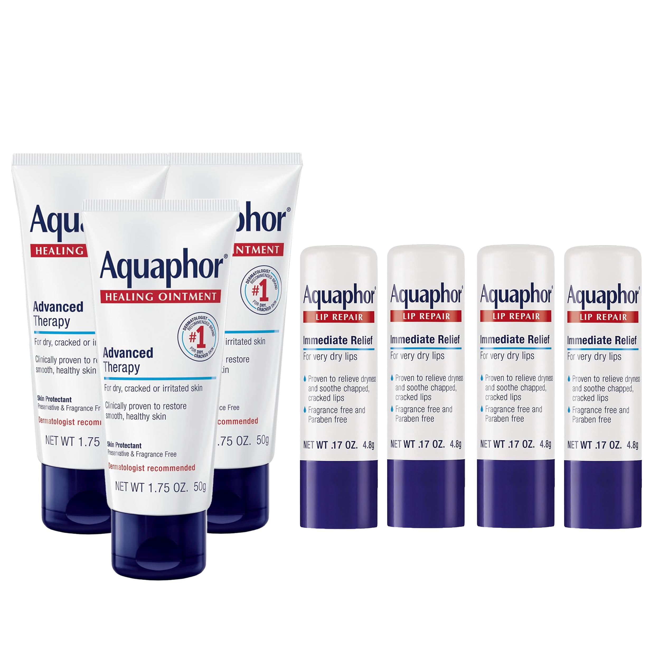 Aquaphor Advanced Therapy Healing Ointment, Multipack, 3 x 1.75 OZ | Clinically Proven Skin Protectant Moisturizer for Cracked, Irritated or Dry Skin Relief, Dye and Fragrance Free