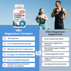 VEV DeepCalm 15-in-1 Magnesium Complex for Women & Men, 120 Caps | 15-in-1 Magnesium Supplement, Sleep, Glycinate & Citrate Vegan Capsules with Ashwagandha & L-Theanine
