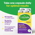 Culturelle Pro Strength Probiotics for Digestive Gut Health*, 12B CFU, 60ct | Daily Prebiotic Probiotic for Women & Men, Synbiotic, Lactobacillus Rhamnosus GG, No Refrigeration Needed, 2 Month Supply