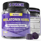 Melatonin Gummies 60mg 30mg for 50+Adults, High Dose, Extra Strength, 120Ct | With Magnesium Glycinate, Vitamin B6, Ashwagandha & MSM, Non-Habit Forming, Sugar Free, Vegan, Blueberry Flavor