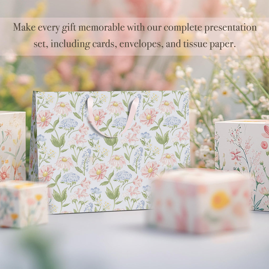 slapaflife Gift Bags Set of 2,Large 13" Gift Bag with Tissue Paper,Floral Gift bag Includes Matching Tissue Paper,Card and Envelope,Perfect For Presents of Any Special Occasion