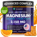 Magnesium Complex 2,150MG, High Absorption Capsules with Magnesium Glycinate, Citrate & Malate, Plus Vitamin B6, B2, Folate & Beet Root, Vegan, Non-GMO, No Artificial Additives, 90 Capsules