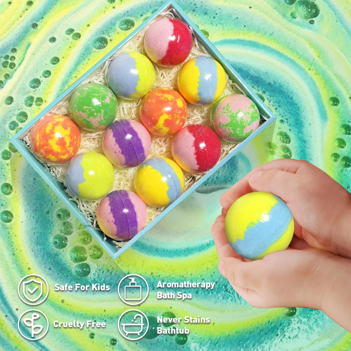 Bath Bombs for Kids with Surprise Toys Inside, 12pcs Bubble Fizzy Bath Bomb