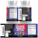Clean Nutraceuticals Nattokinase 5000 FU Serrapeptase 120000 SPU Lumbrokinase Enzyme Supplement with Bromelain Papain Papaya Enzymes Rutin Extract Amla Magnesium Vitamin B6 & VIT C Capsules