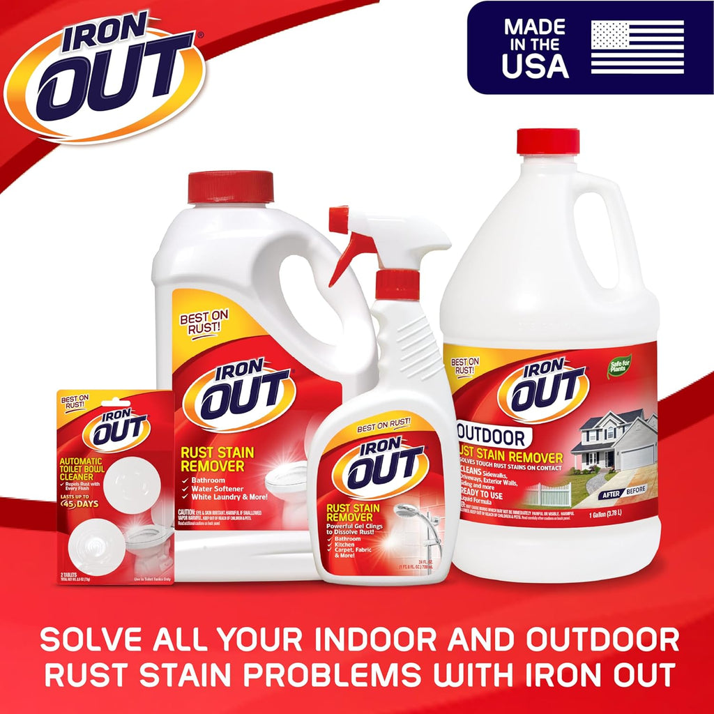 Buy now Iron OUT Rust Stain Remover Spray Gel, Remove Rust Stains in Bathrooms, Kitchens, Laundry, and Outdoors, Made in the USA, 24 Ounces at indiglob india