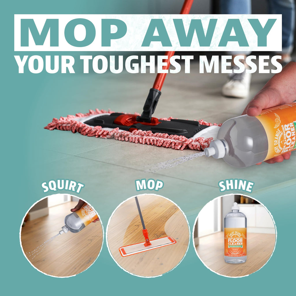 ANGRY ORANGE Hardwood Floor Cleaner - No-Rinse, Pet-Safe, Residue Free Multi-surface Cleaning Solution for Pet Urine, Grime & Everyday Dirt - Made in USA - Citrus Mint - 32 oz - Value 2 Pack