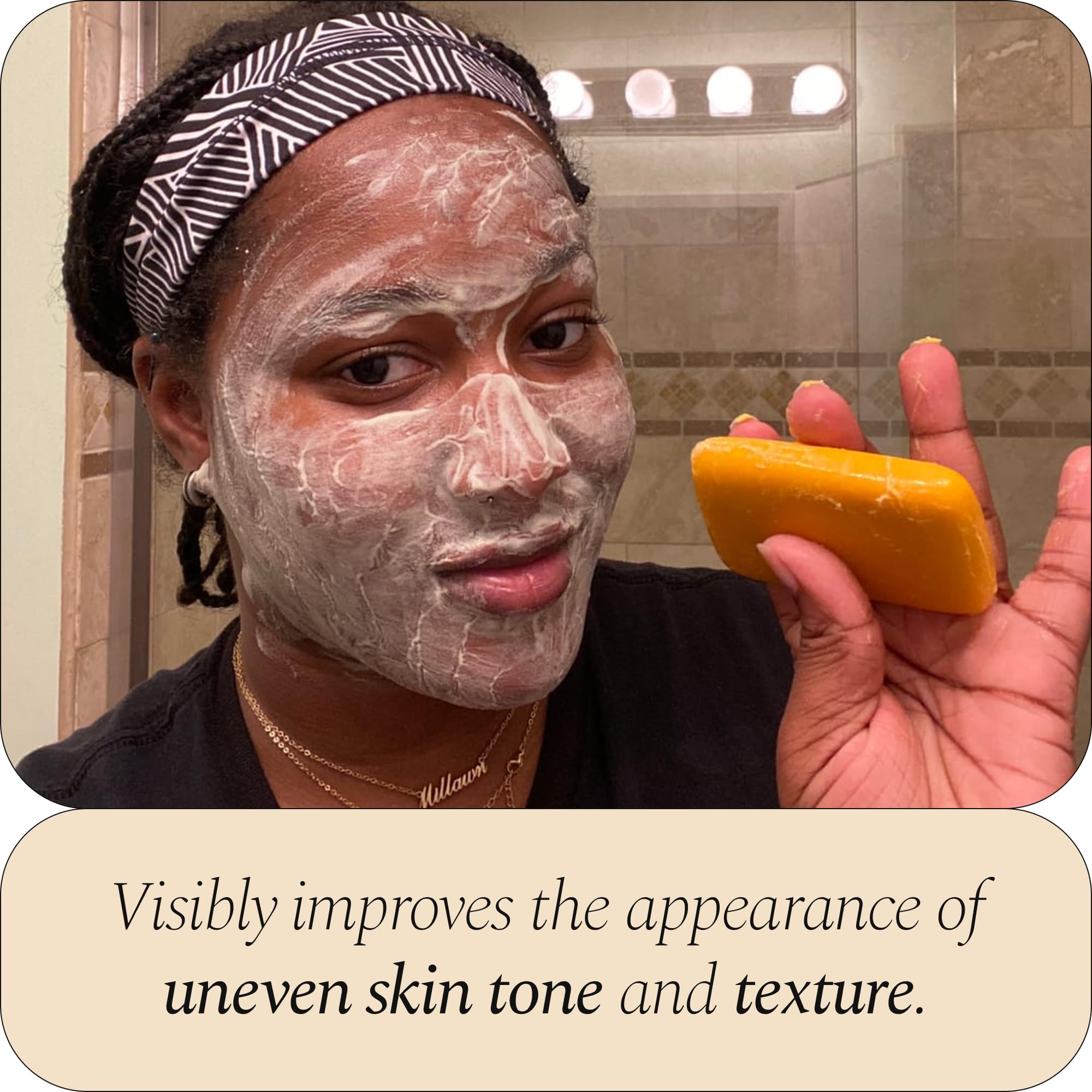 Glo Melanin Turmeric Brightening Soap with Vitamin C, Alpha Arbutin & Oats | 113g, For Face - Body - Dark Spots, All Natural, Vegan, Paraben-Free, Sulfate-free, For Melanin-Rich Skin, Made in USA