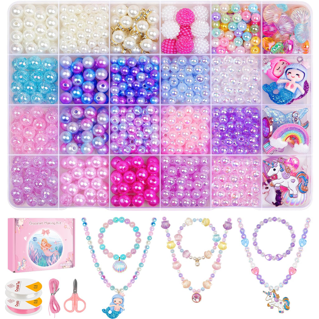 900Pcs Mermaid Bracelet Making Kit for Girls, Charm Beads Jewelry Making